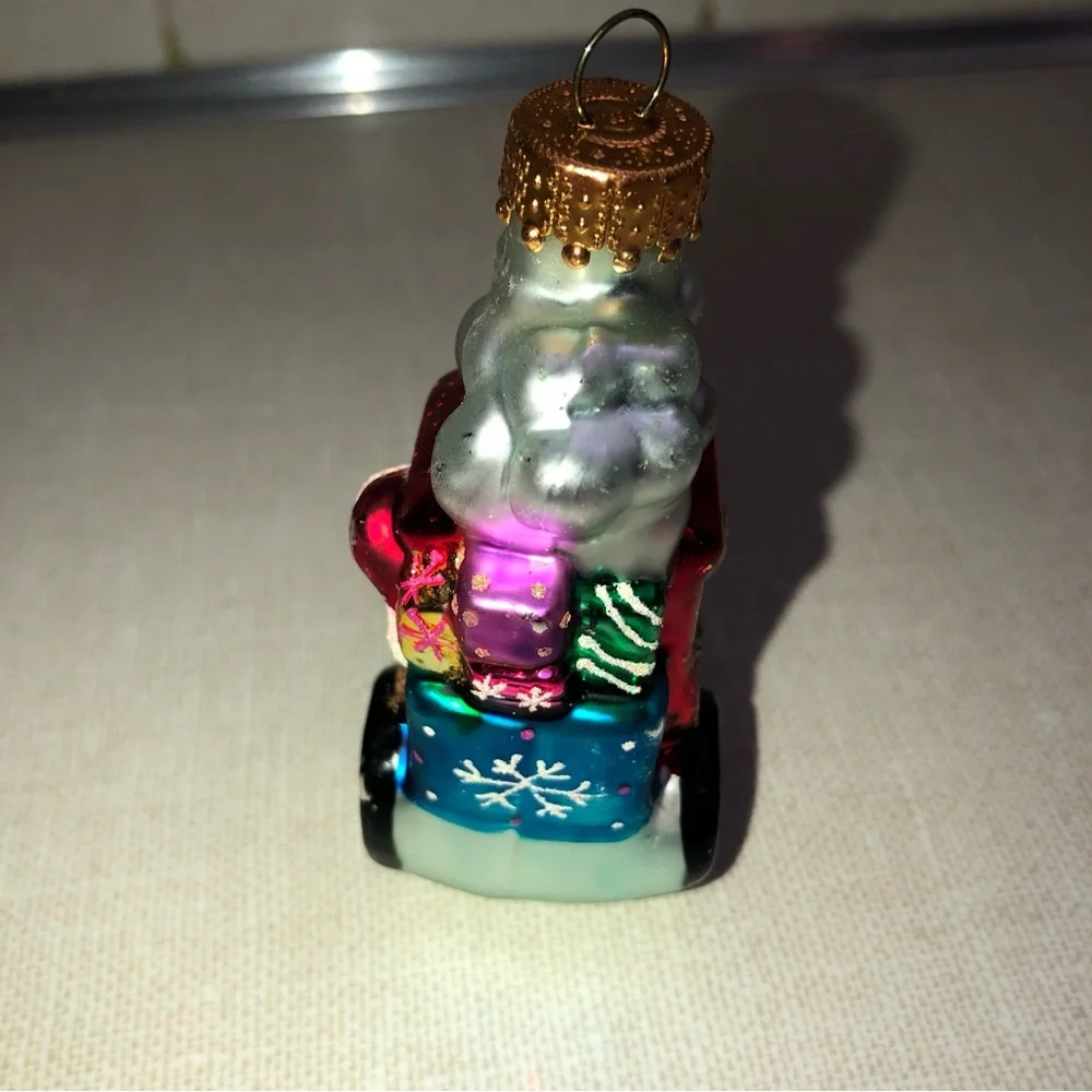 Vintage‎ Glass Santa Engine Train Christmas Ornament
